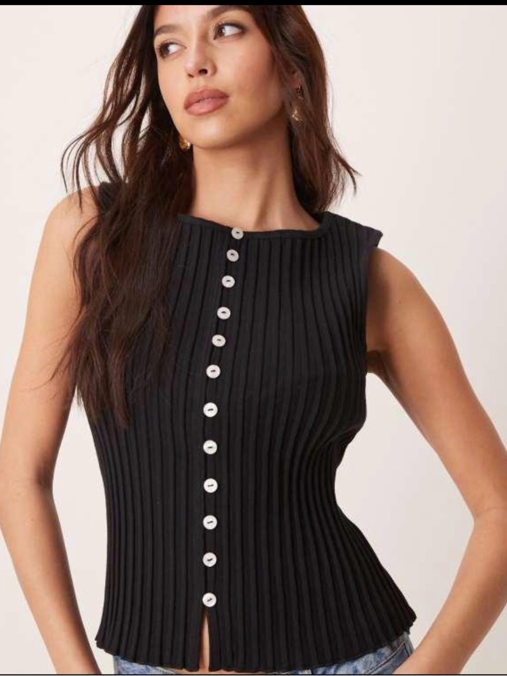 NWOT Free People Tilly Rib Button-Up Top Black XL